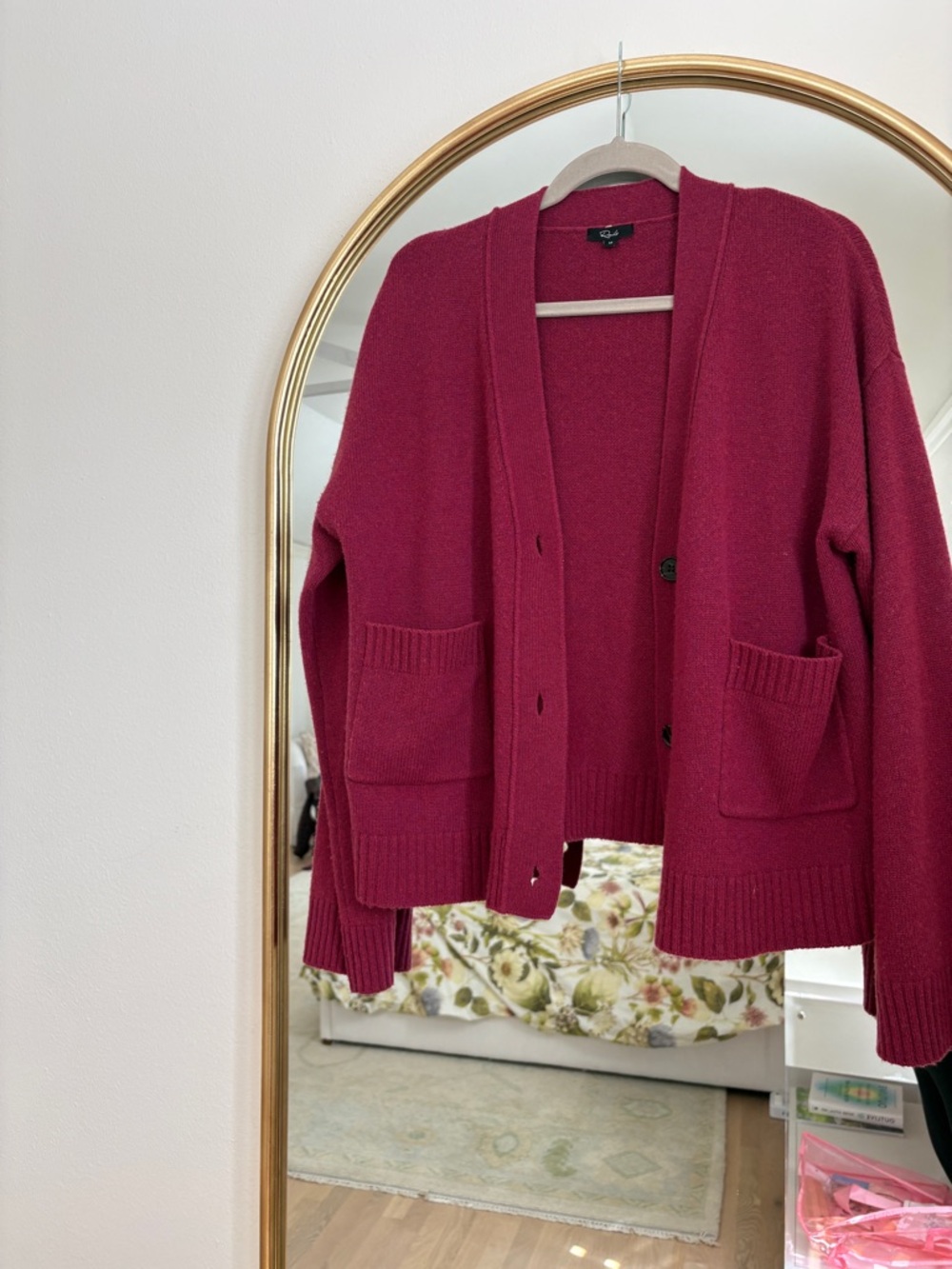 Rails Deep Berry Open-Front Pocket Cardigan